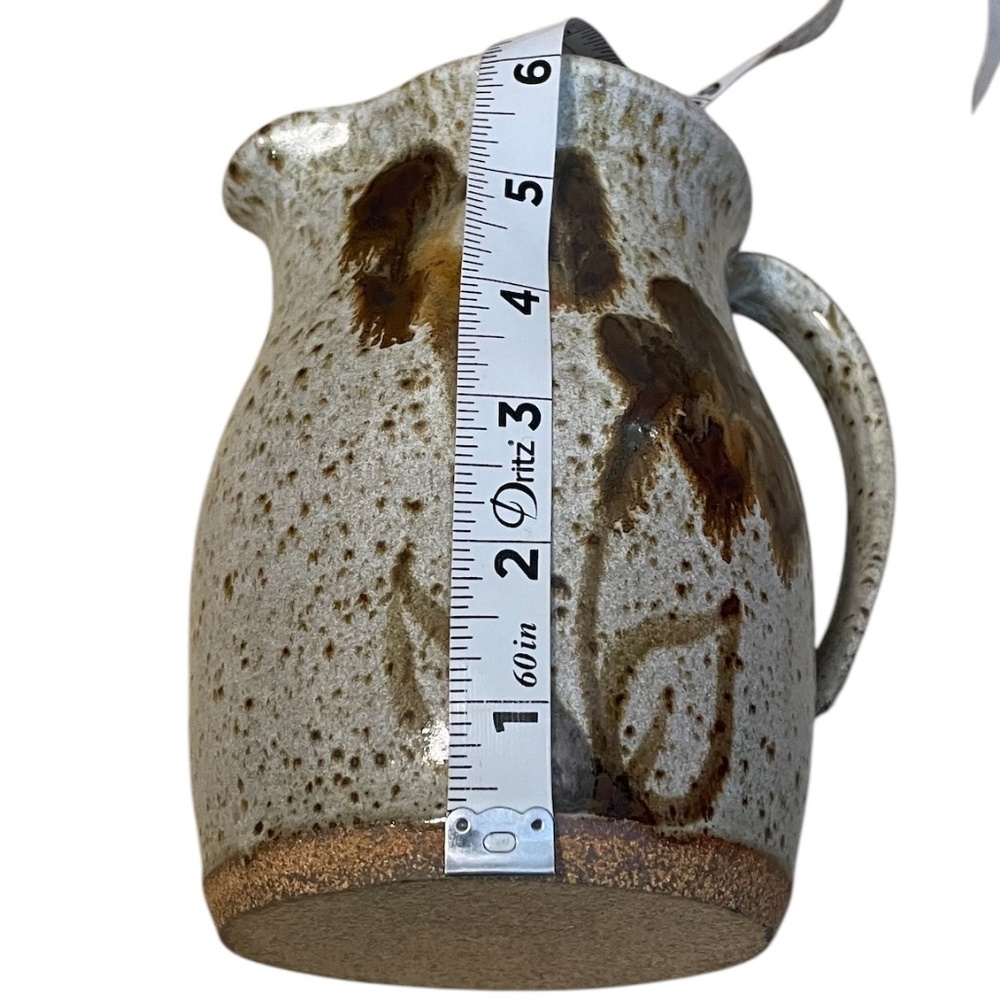 Mid Century Studio Art Pottery Pitcher Brown Speckled Glaze Set of 3 Signed - Picture 15 of 16